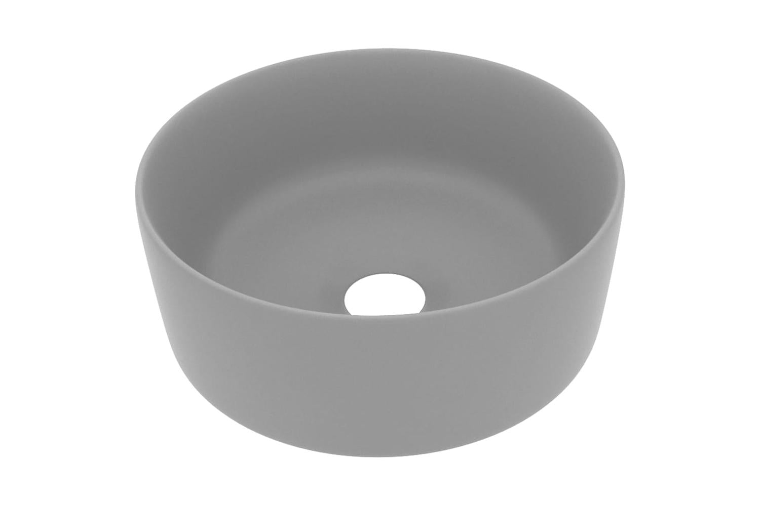 vidaXL 147015 Luxury Wash Basin Round Matt Light Grey 40x15cm Ceramic