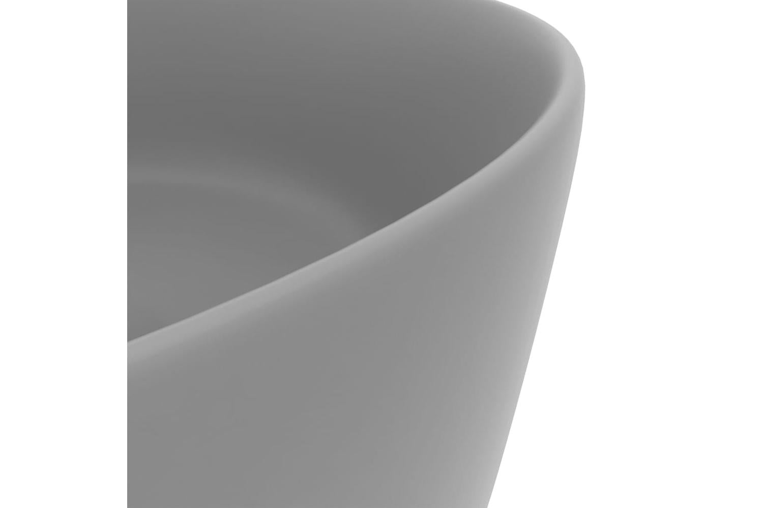vidaXL 147015 Luxury Wash Basin Round Matt Light Grey 40x15cm Ceramic-5