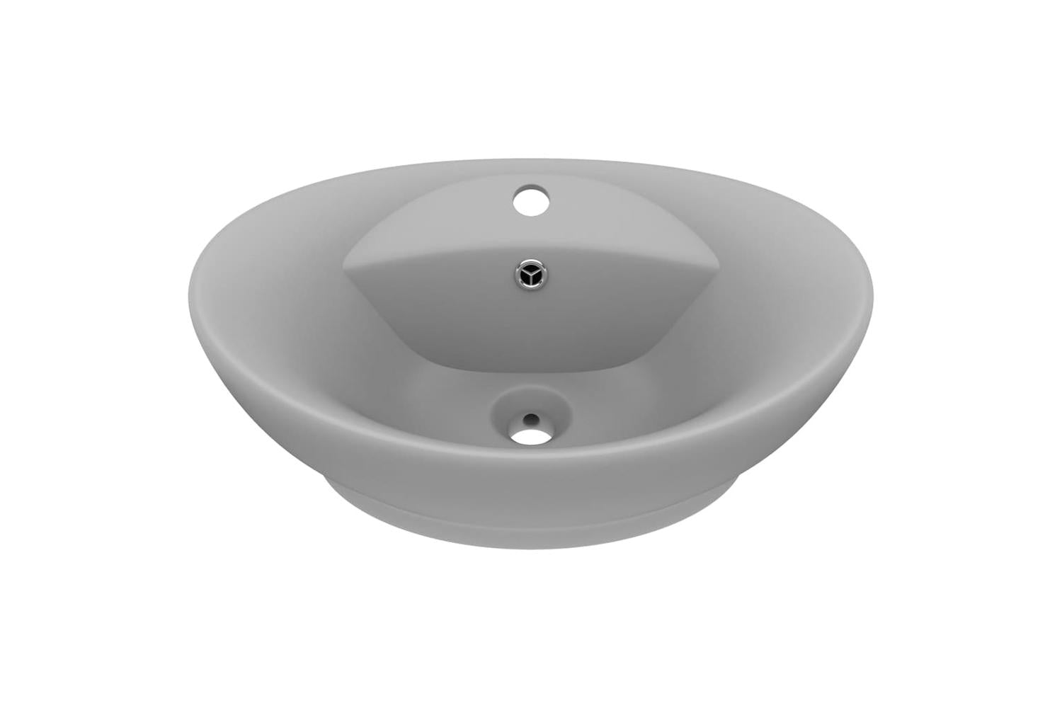 vidaXL 146938 Luxury Basin Overflow Oval Matt Light Grey 58.5x39cm Ceramic-2