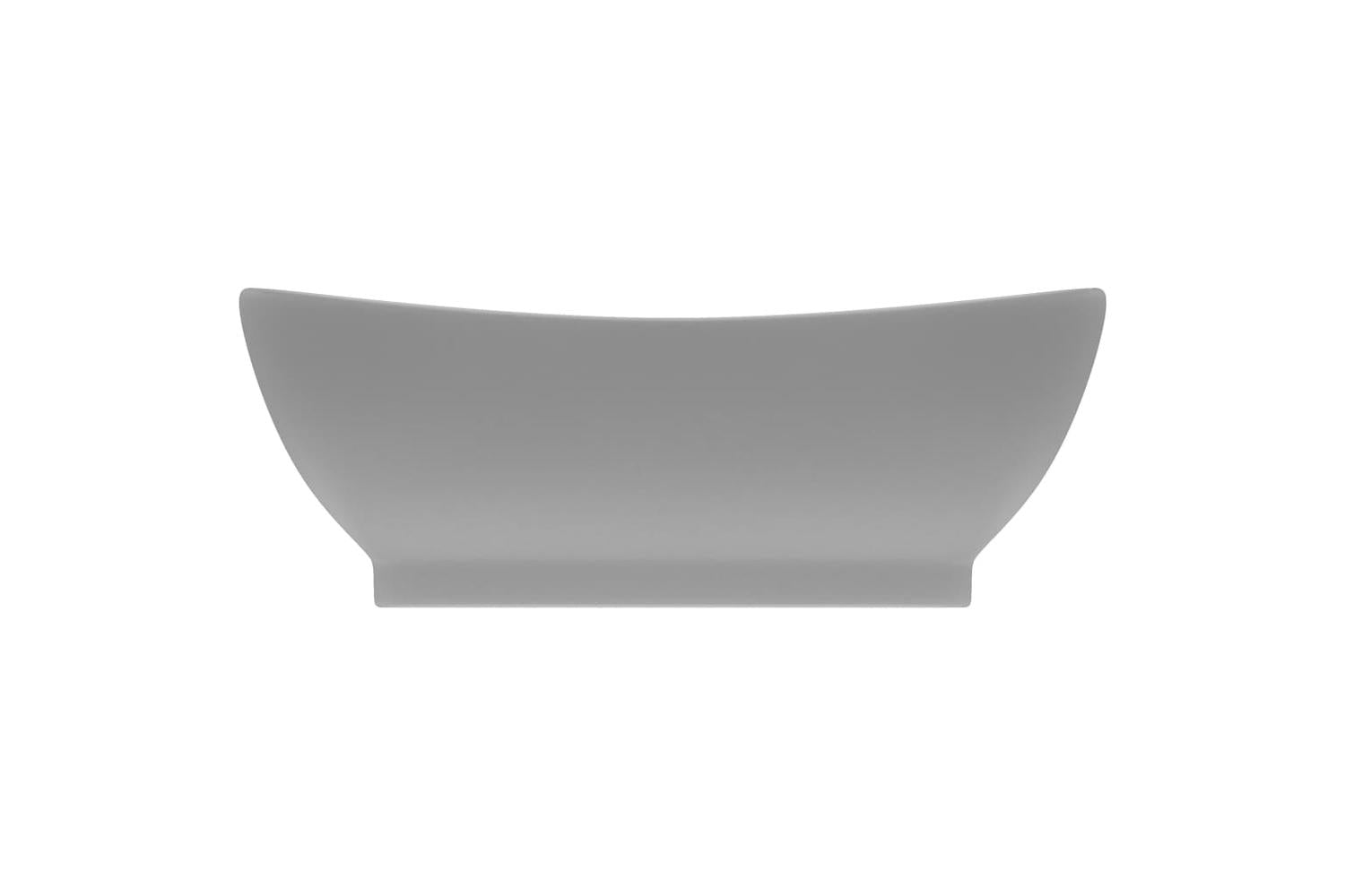 vidaXL 146938 Luxury Basin Overflow Oval Matt Light Grey 58.5x39cm Ceramic-3