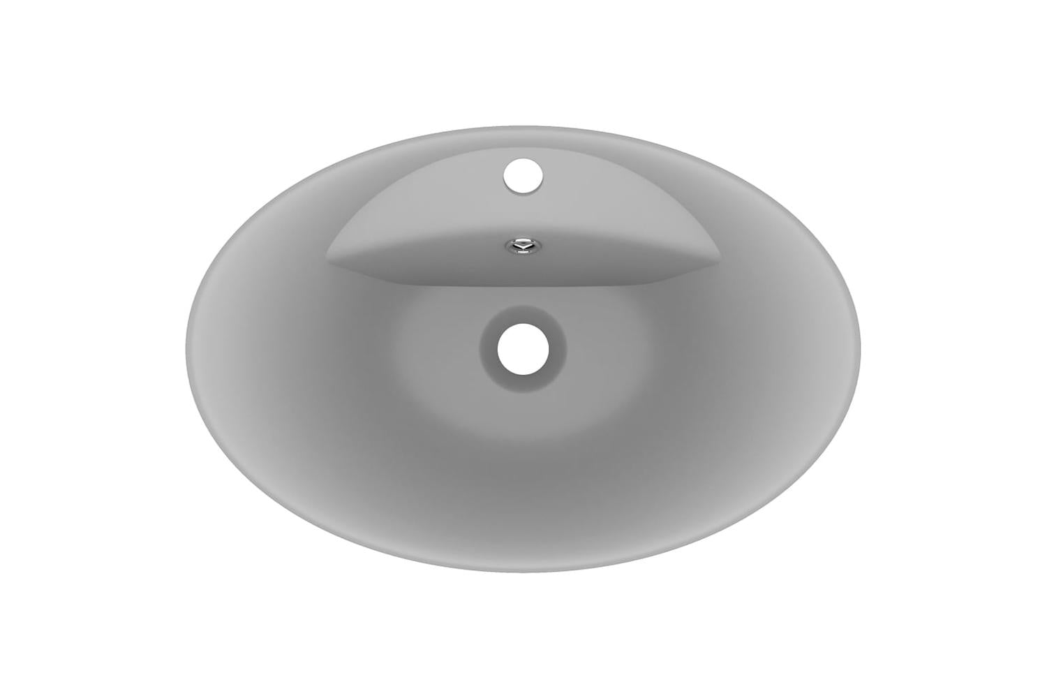 vidaXL 146938 Luxury Basin Overflow Oval Matt Light Grey 58.5x39cm Ceramic-4