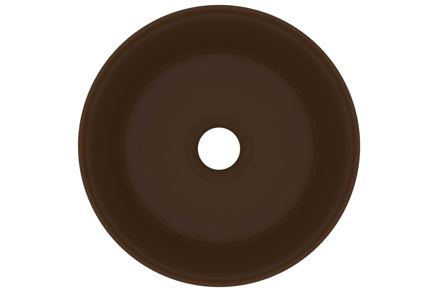vidaXL 147017 Luxury Wash Basin Round Matt Dark Brown 40x15cm Ceramic-3