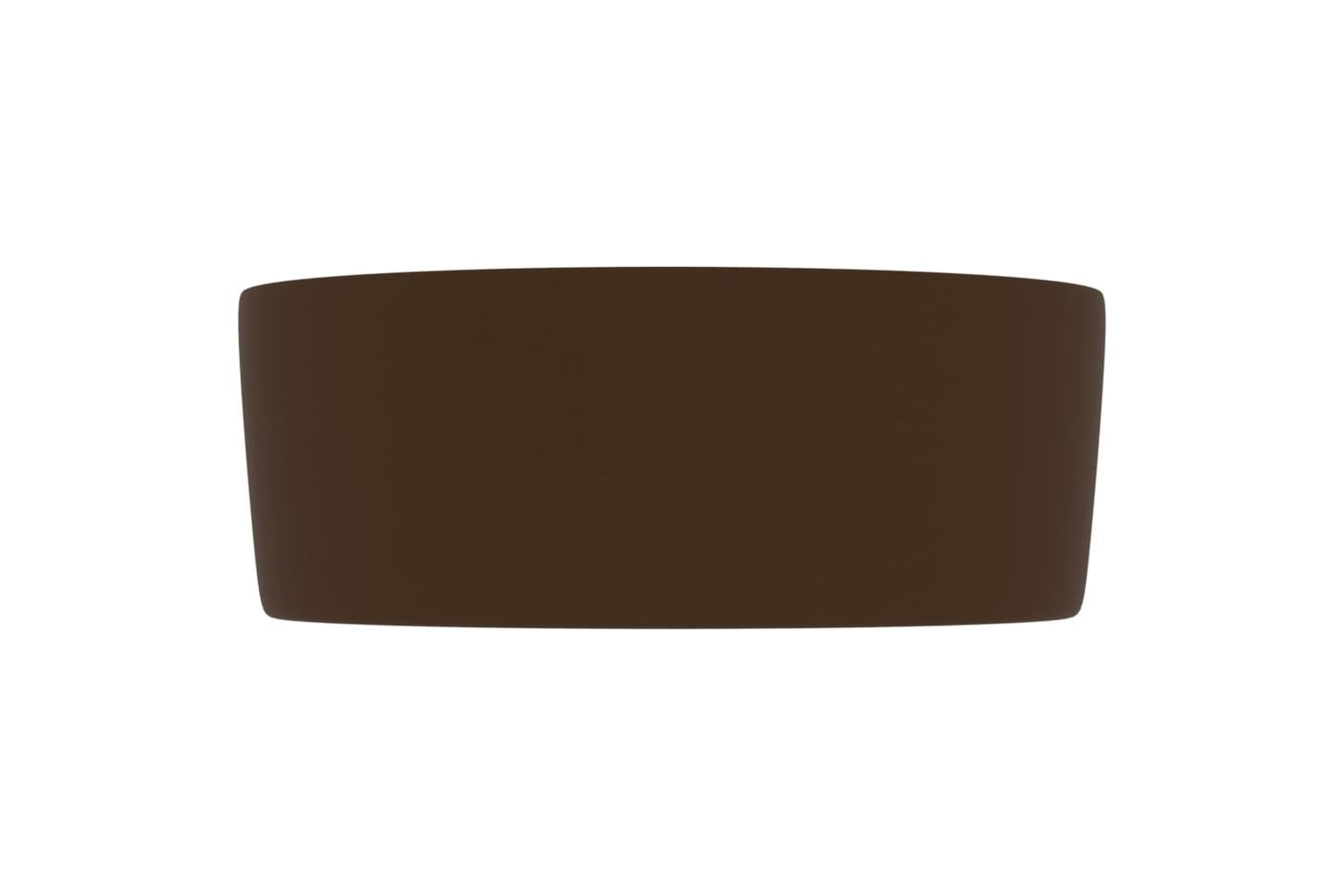 vidaXL 147017 Luxury Wash Basin Round Matt Dark Brown 40x15cm Ceramic-4