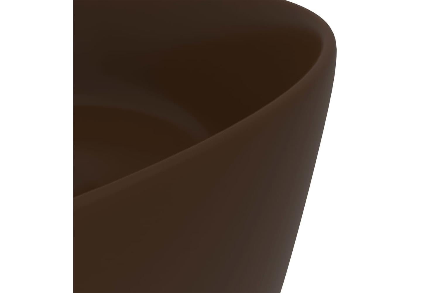 vidaXL 147017 Luxury Wash Basin Round Matt Dark Brown 40x15cm Ceramic-5