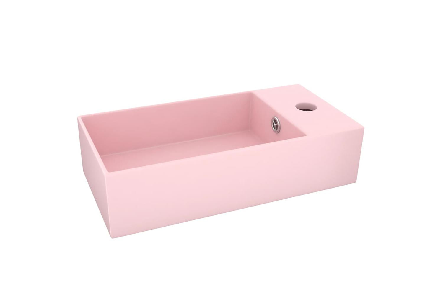 Vidaxl 146988 Bathroom Sink With Overflow Ceramic Matt Pink