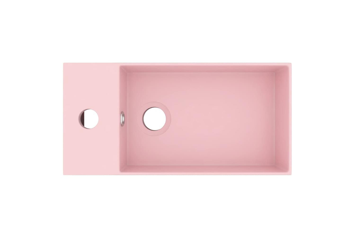 Vidaxl 146988 Bathroom Sink With Overflow Ceramic Matt Pink-3