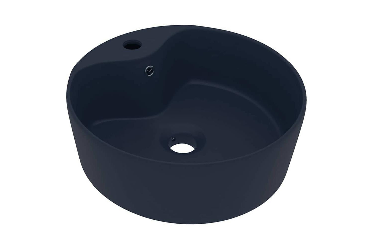 vidaXL 147034 Luxury Wash Basin With Overflow Matt Dark Blue 36x13cm Ceramic-2