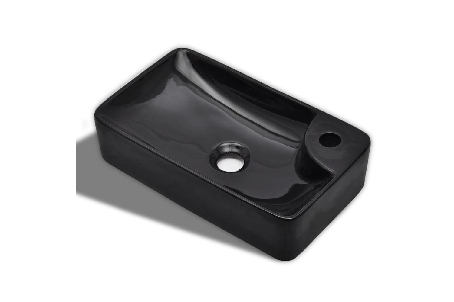 Vidaxl 141935 Ceramic Bathroom Sink Basin With Faucet Hole Black