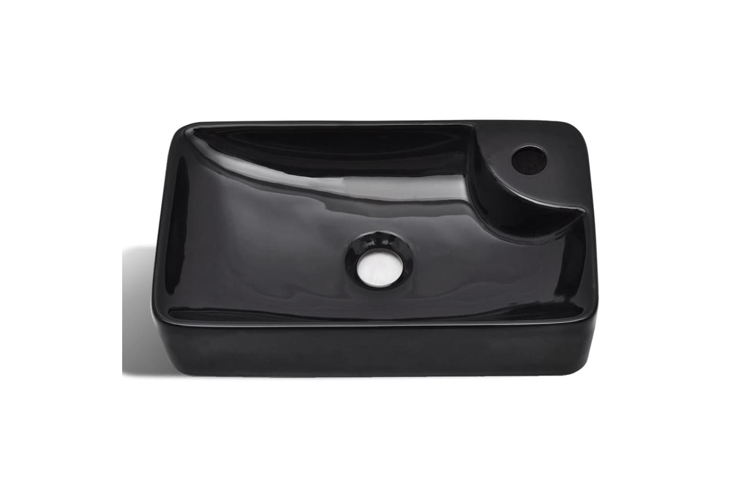 Vidaxl 141935 Ceramic Bathroom Sink Basin With Faucet Hole Black-3