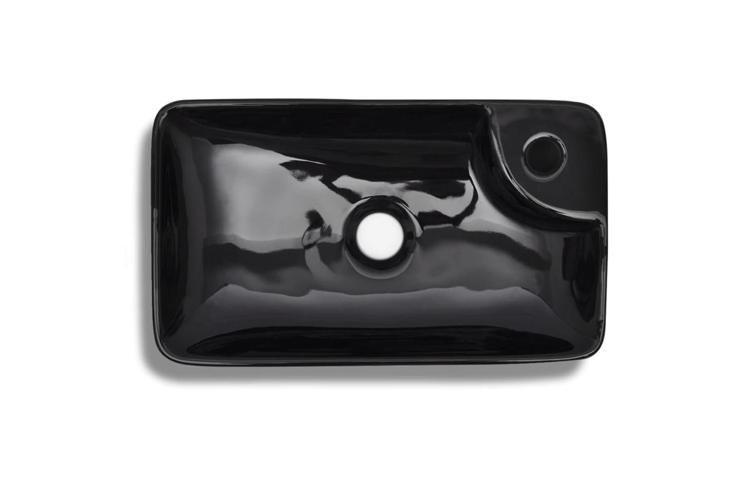 Vidaxl 141935 Ceramic Bathroom Sink Basin With Faucet Hole Black-4