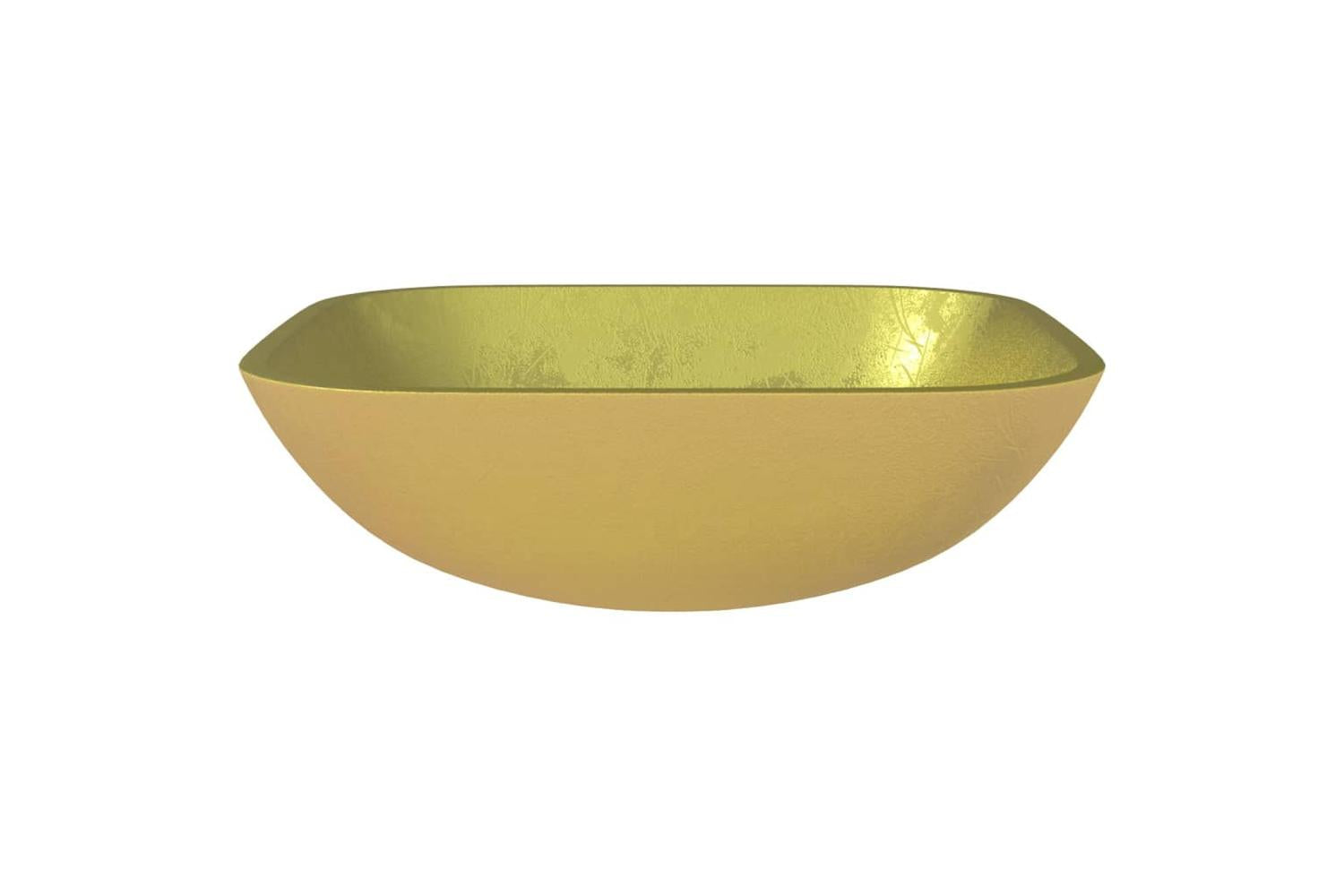 vidaXL 345260 Basin Glass 42x42x14cm Gold-3