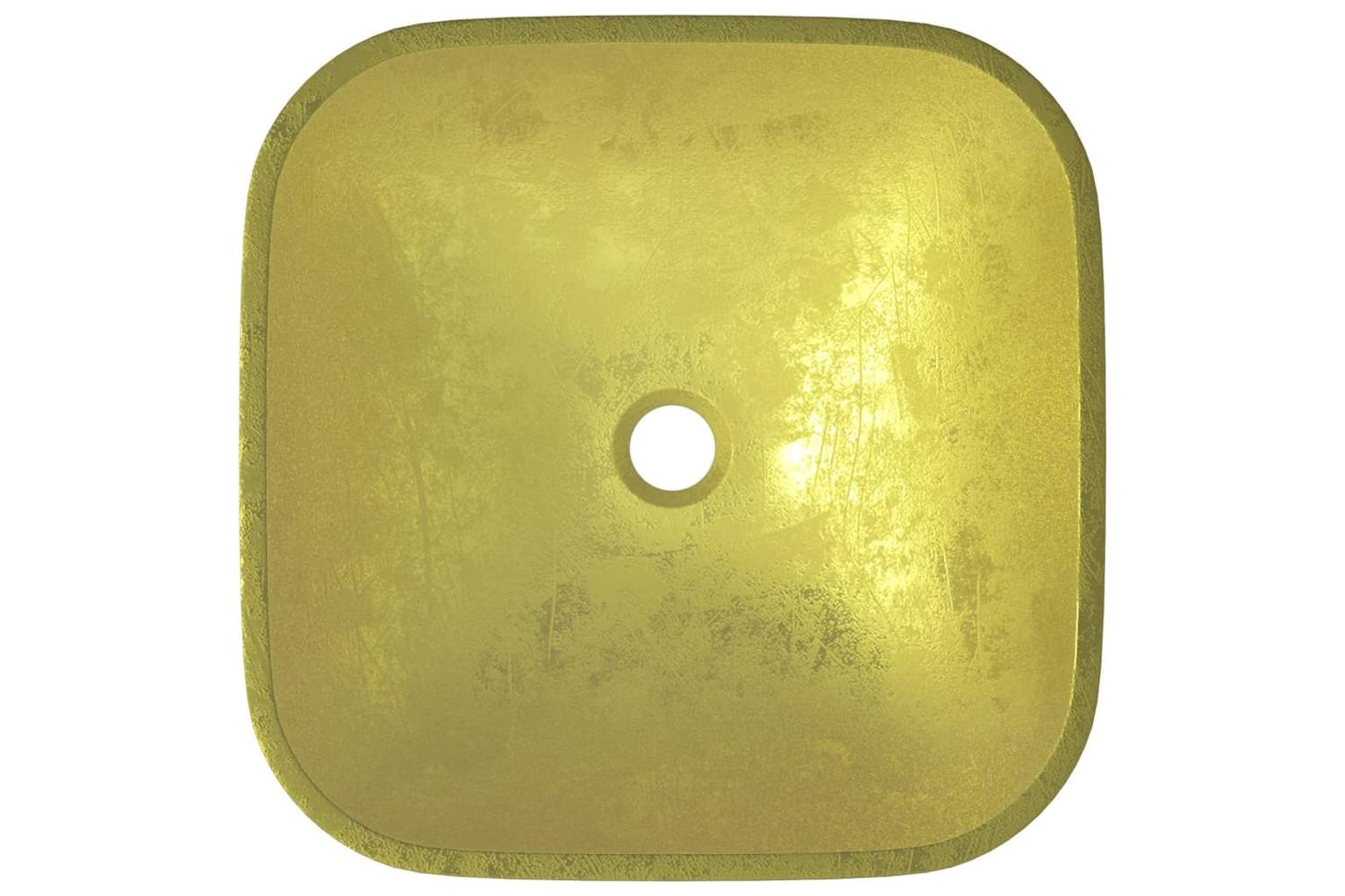 vidaXL 345260 Basin Glass 42x42x14cm Gold-4