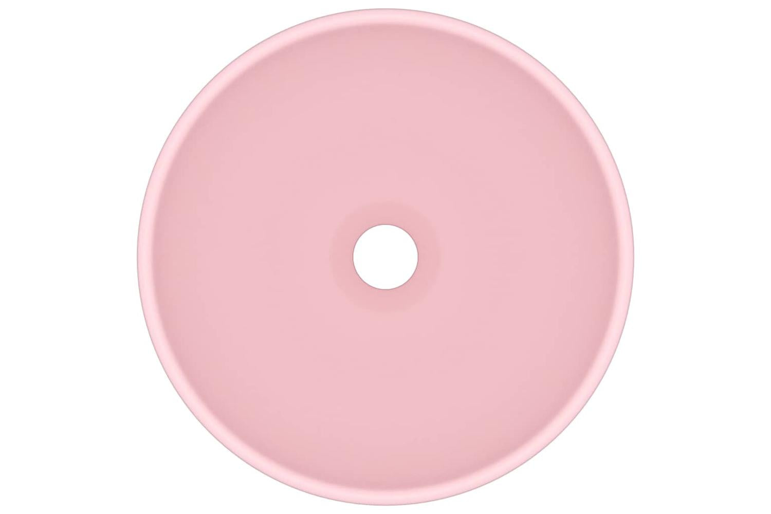 vidaXL 146966 Luxury Bathroom Basin Round Matt Pink 32.5x14cm Ceramic-3
