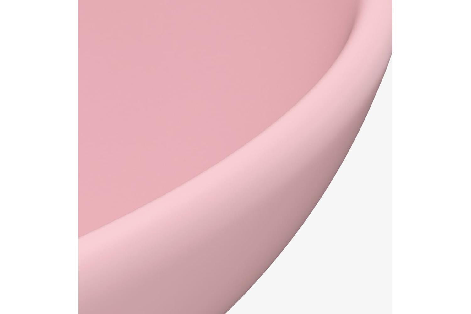 vidaXL 146966 Luxury Bathroom Basin Round Matt Pink 32.5x14cm Ceramic-5