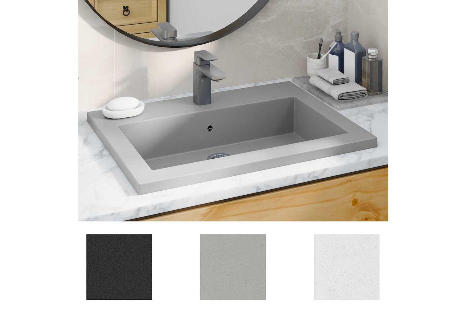 vidaXL 142963 Granite Basin 600x450x120mm Grey-3