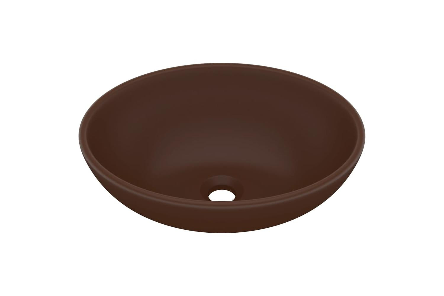 vidaXL 146929 Luxury Basin Oval-shaped Matt Dark Brown 40x33cm Ceramic-2