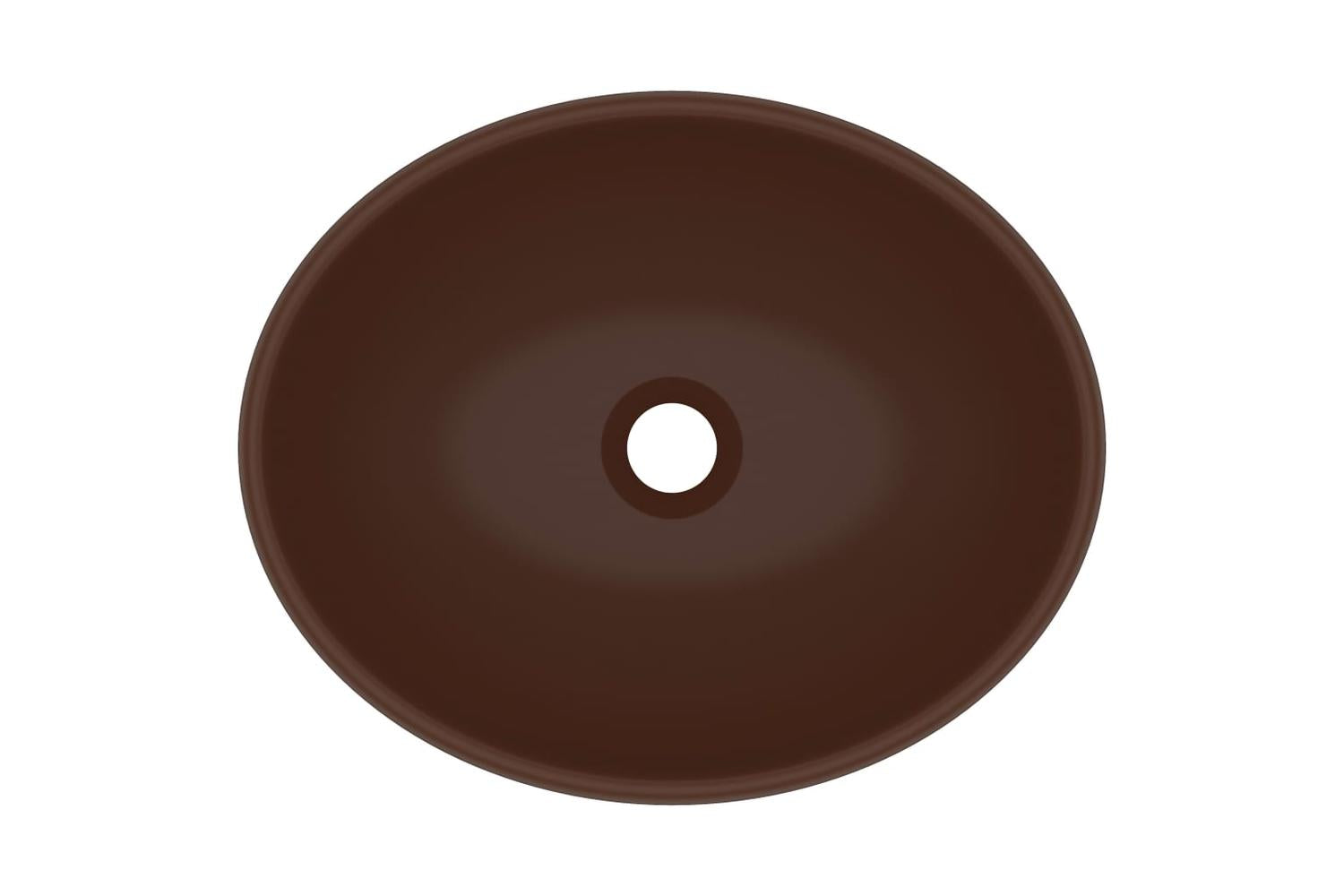 vidaXL 146929 Luxury Basin Oval-shaped Matt Dark Brown 40x33cm Ceramic-4