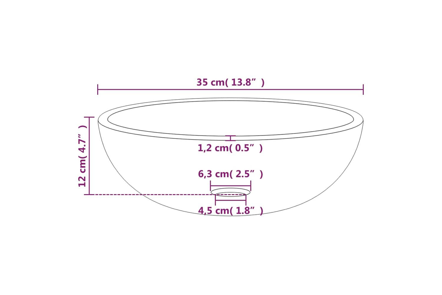 vidaXL 345252 Basin Tempered Glass 35x12cm White-5