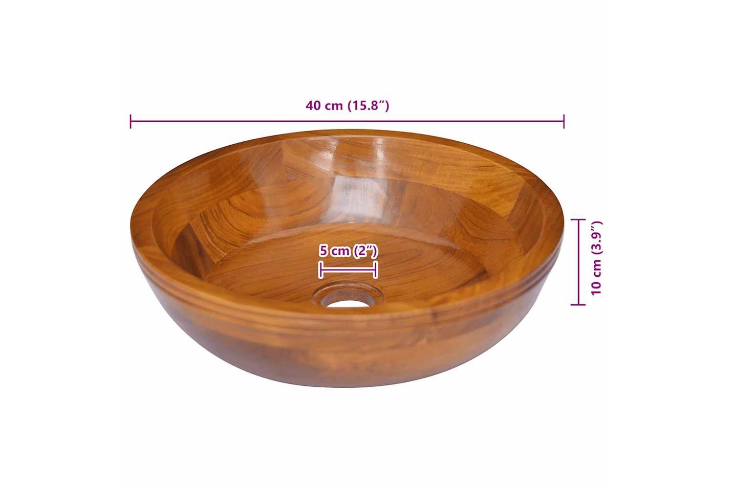 vidaXL 326160 Basin Solid Teak Wood ÃƒÂŽÃ‚Â¦40x10cm-6