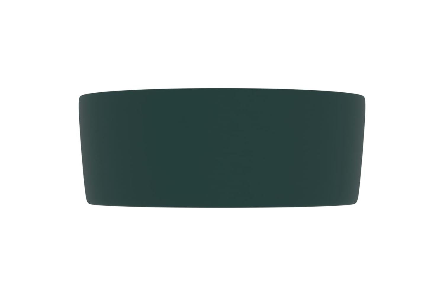 vidaXL 147014 Luxury Wash Basin Round Matt Dark Green 40x15cm Ceramic-4