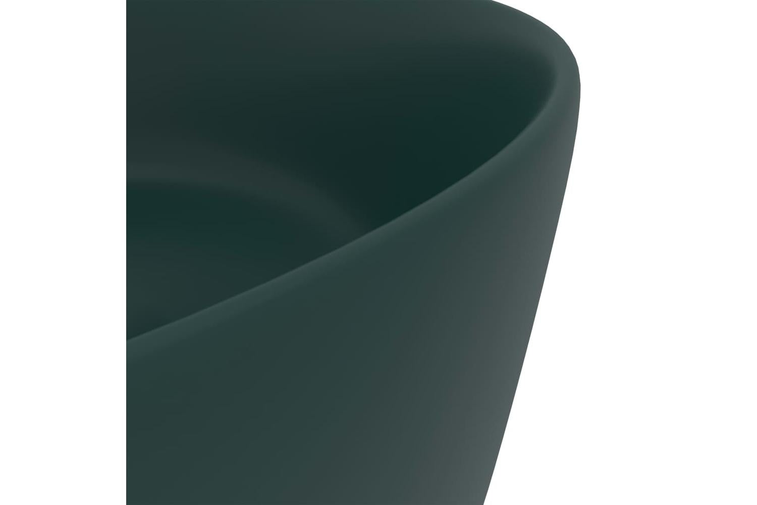 vidaXL 147014 Luxury Wash Basin Round Matt Dark Green 40x15cm Ceramic-5