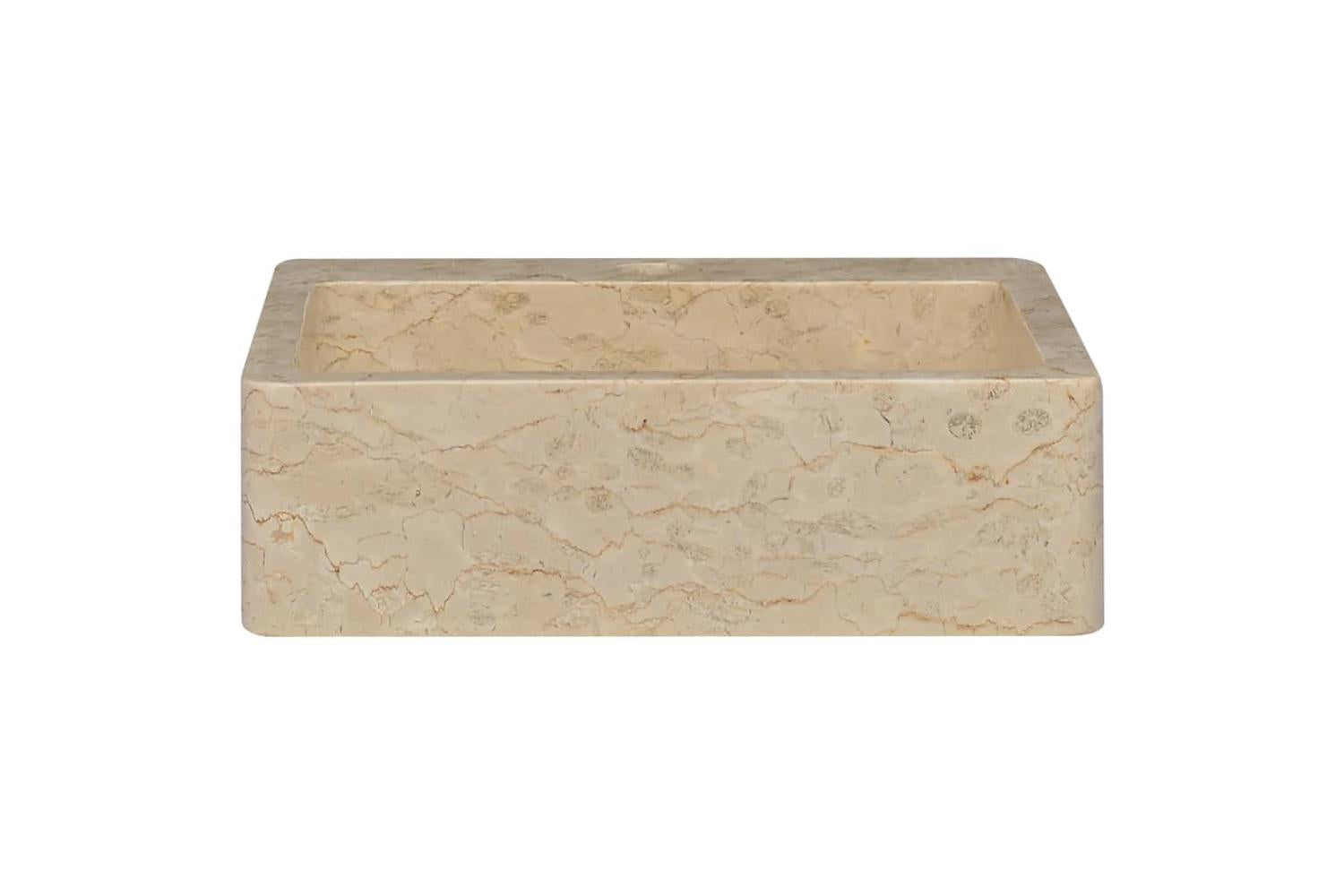 vidaXL 149183 Sink Cream 40x40x12cm Marble-2