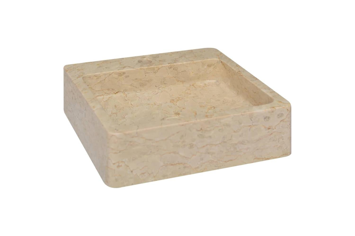vidaXL 149183 Sink Cream 40x40x12cm Marble-3