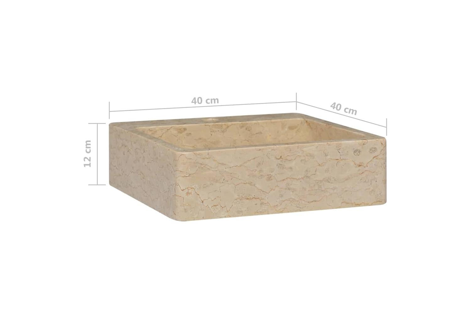 vidaXL 149183 Sink Cream 40x40x12cm Marble-8