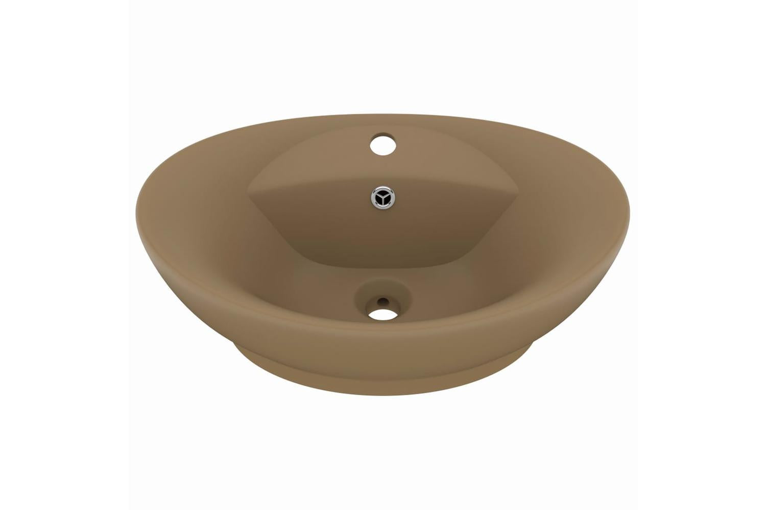 vidaXL 146941 Luxury Basin Overflow Oval Matt Cream 58.5x39cm Ceramic-2