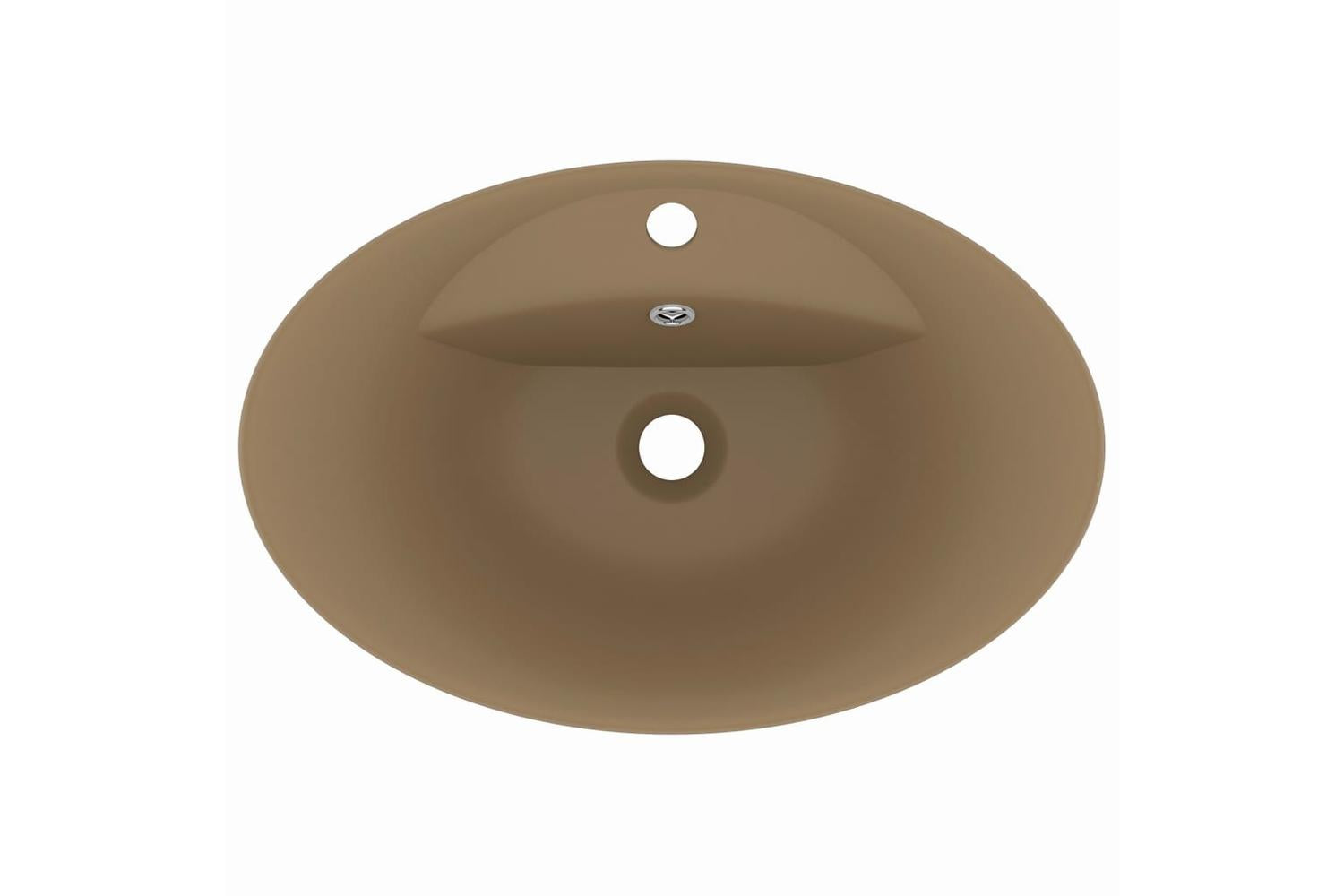 vidaXL 146941 Luxury Basin Overflow Oval Matt Cream 58.5x39cm Ceramic-4