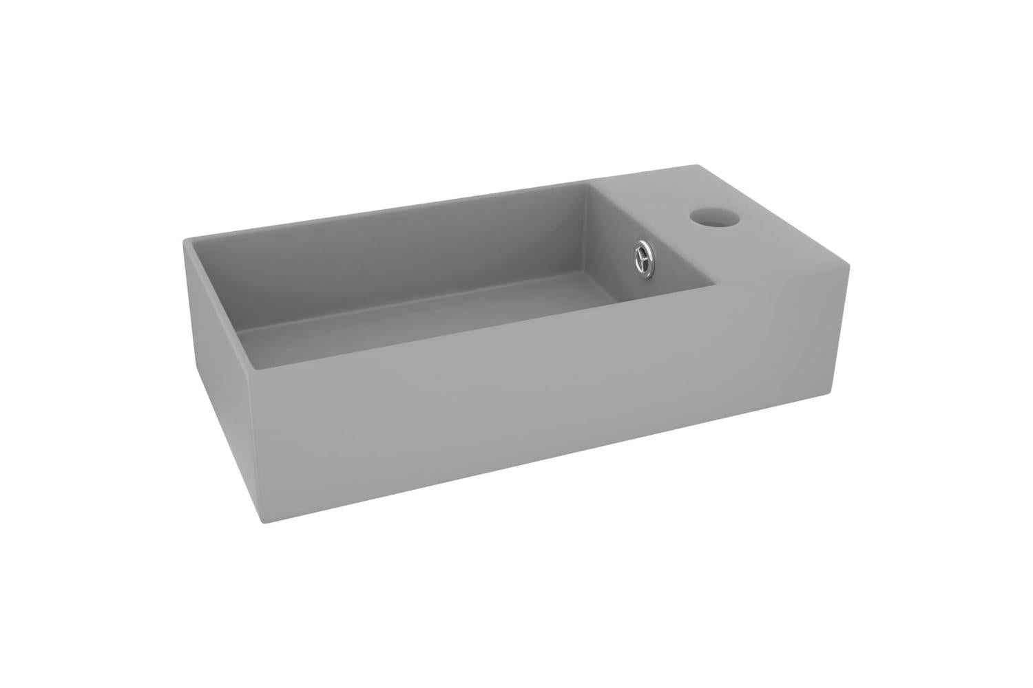 Vidaxl 146993 Bathroom Sink With Overflow Ceramic Light Grey