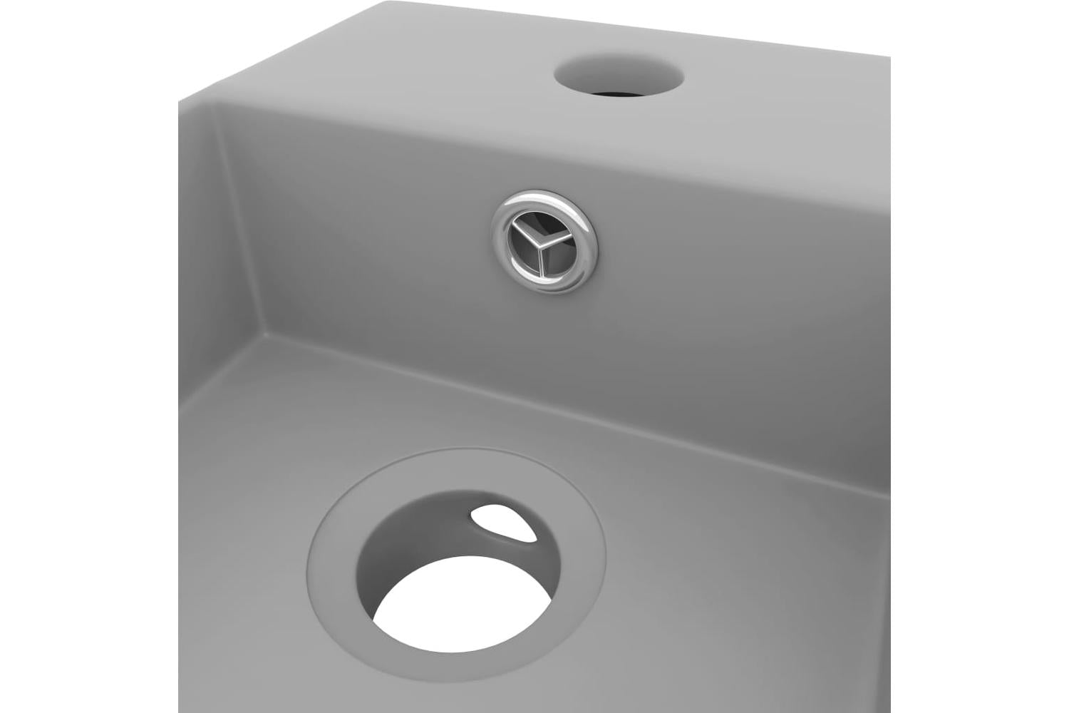 Vidaxl 146993 Bathroom Sink With Overflow Ceramic Light Grey-5