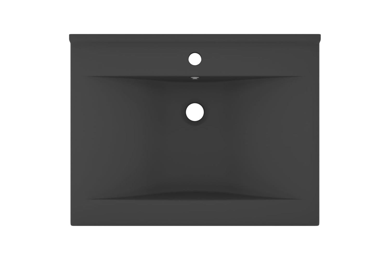 vidaXL 147027 Luxury Basin With Faucet Hole Matt Dark Grey 60x46cm Ceramic-3