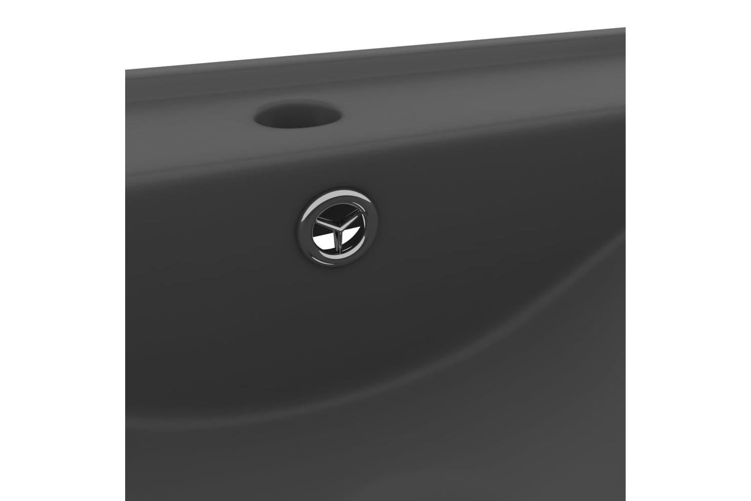 vidaXL 147027 Luxury Basin With Faucet Hole Matt Dark Grey 60x46cm Ceramic-5