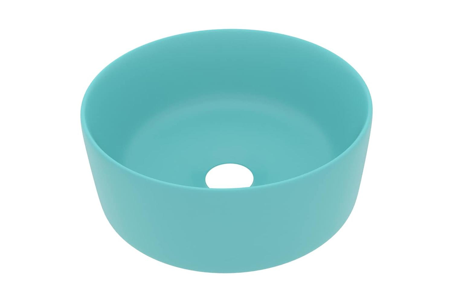 vidaXL 147013 Luxury Wash Basin Round Matt Light Green 40x15cm Ceramic-2