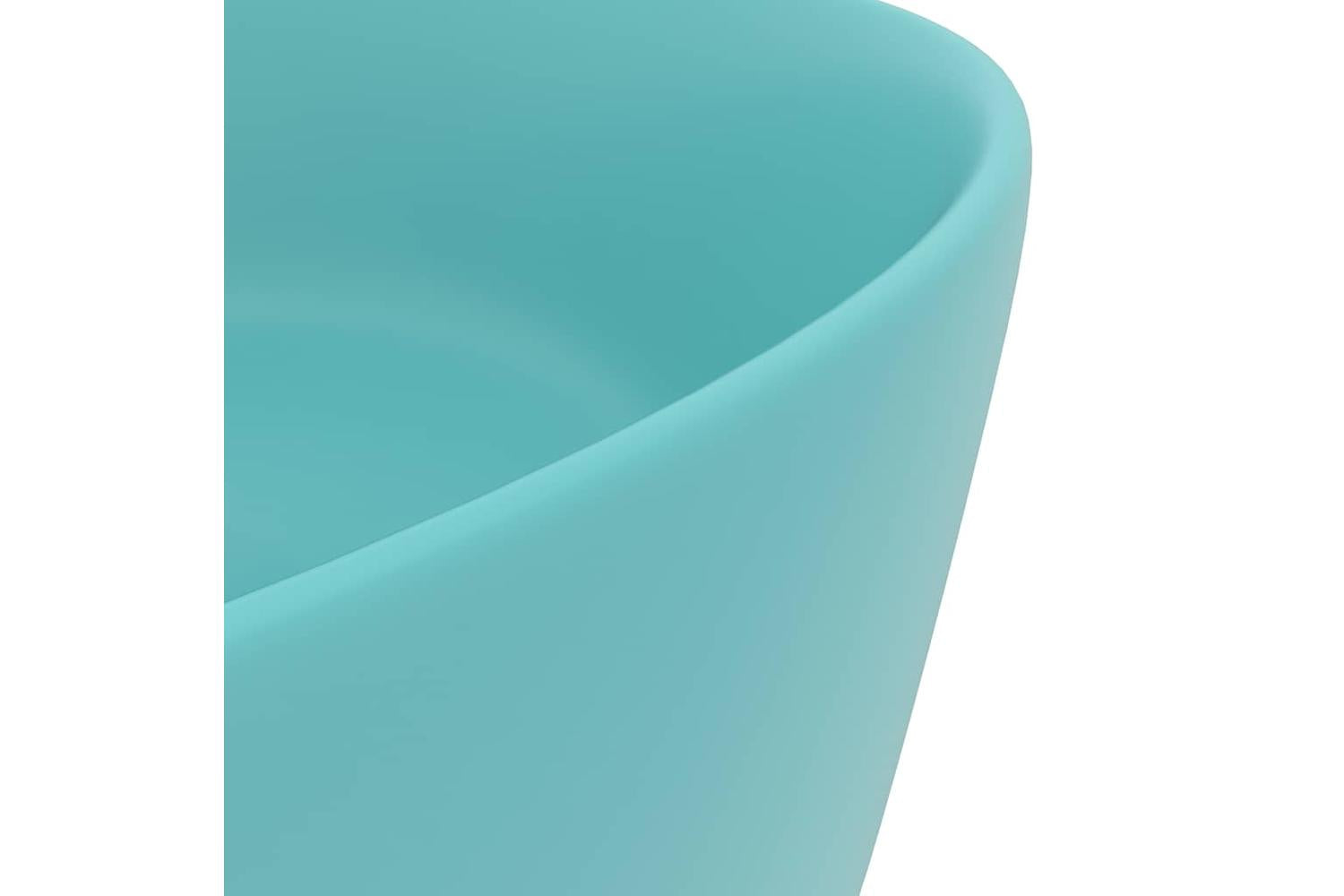 vidaXL 147013 Luxury Wash Basin Round Matt Light Green 40x15cm Ceramic-5