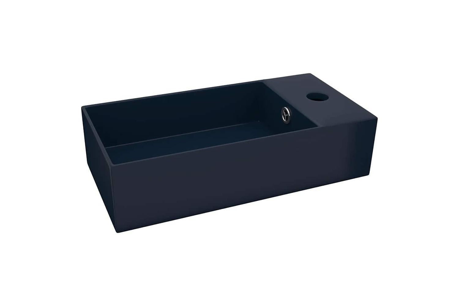 Vidaxl 146990 Bathroom Sink With Overflow Ceramic Dark Blue