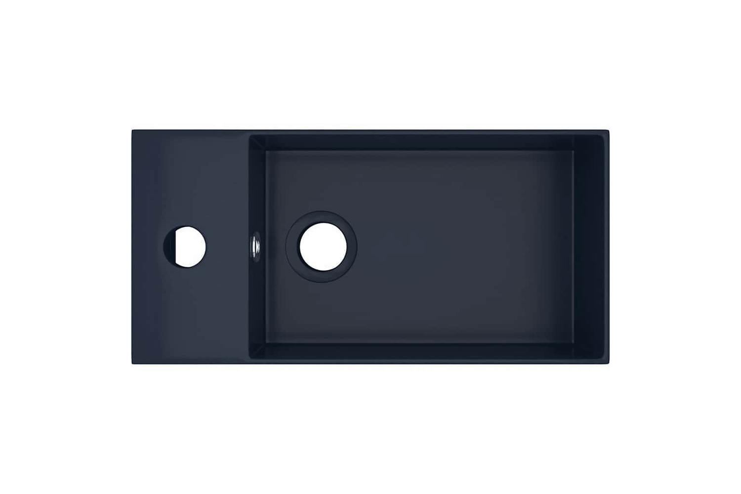 Vidaxl 146990 Bathroom Sink With Overflow Ceramic Dark Blue-4