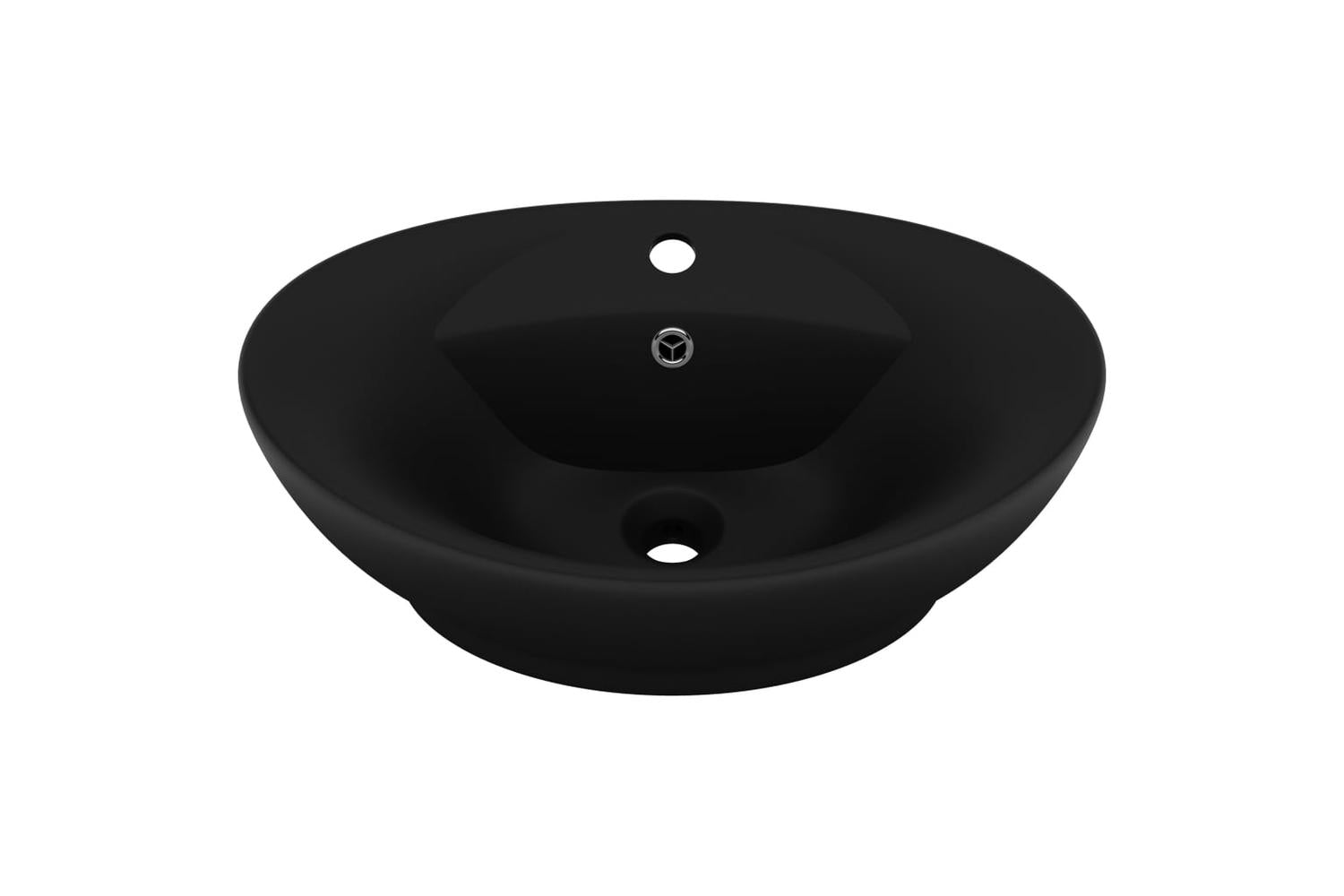 vidaXL 146942 Luxury Basin Overflow Oval Matt Black 58.5x39cm Ceramic-2