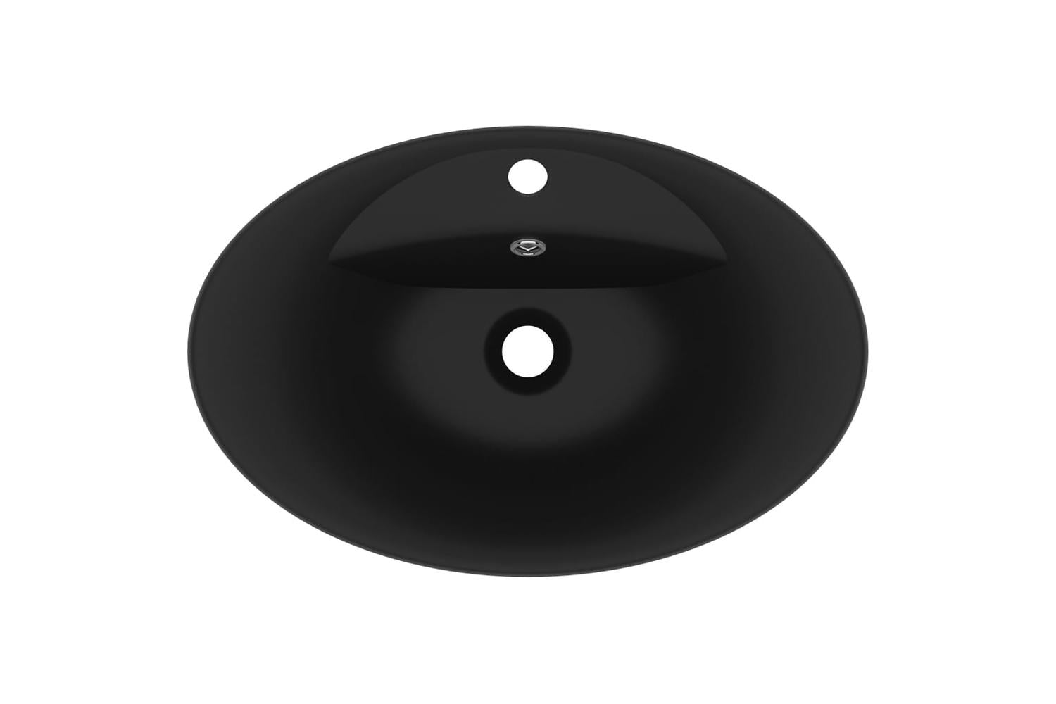 vidaXL 146942 Luxury Basin Overflow Oval Matt Black 58.5x39cm Ceramic-4