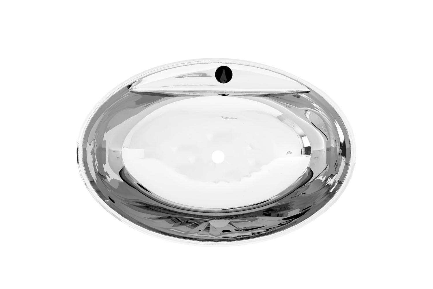 vidaXL 143475 Wash Basin With Overflow 58.5x39x21cm Ceramic Silver-3