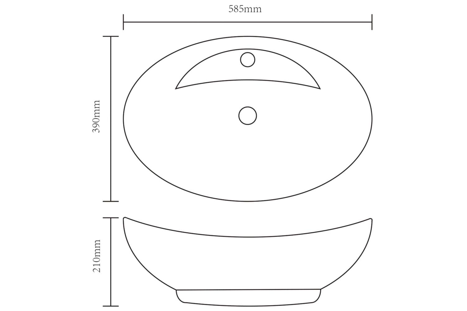 vidaXL 143475 Wash Basin With Overflow 58.5x39x21cm Ceramic Silver-6
