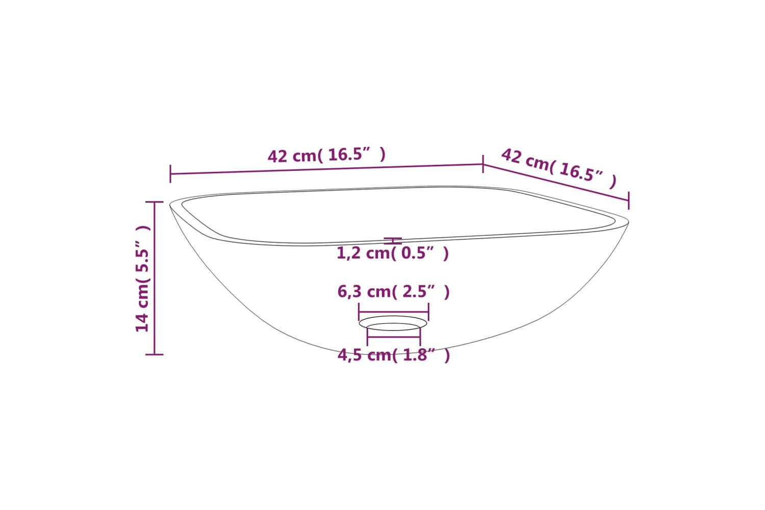 vidaXL 345242 Basin Glass 42x42x14cm Frosted-6