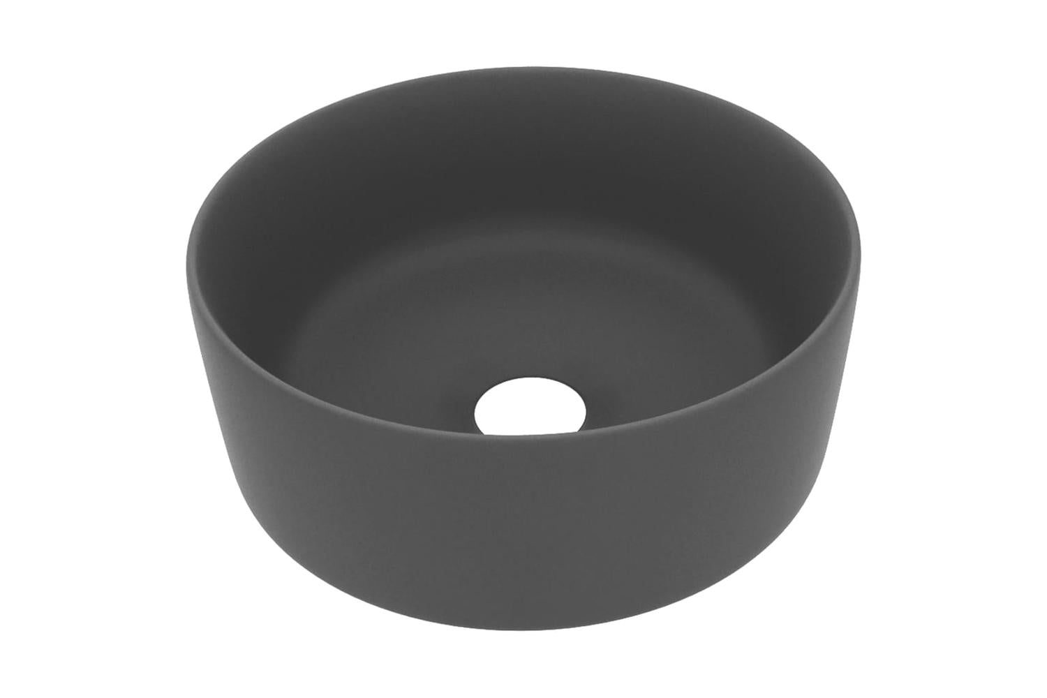 vidaXL 147016 Luxury Wash Basin Round Matt Dark Grey 40x15cm Ceramic
