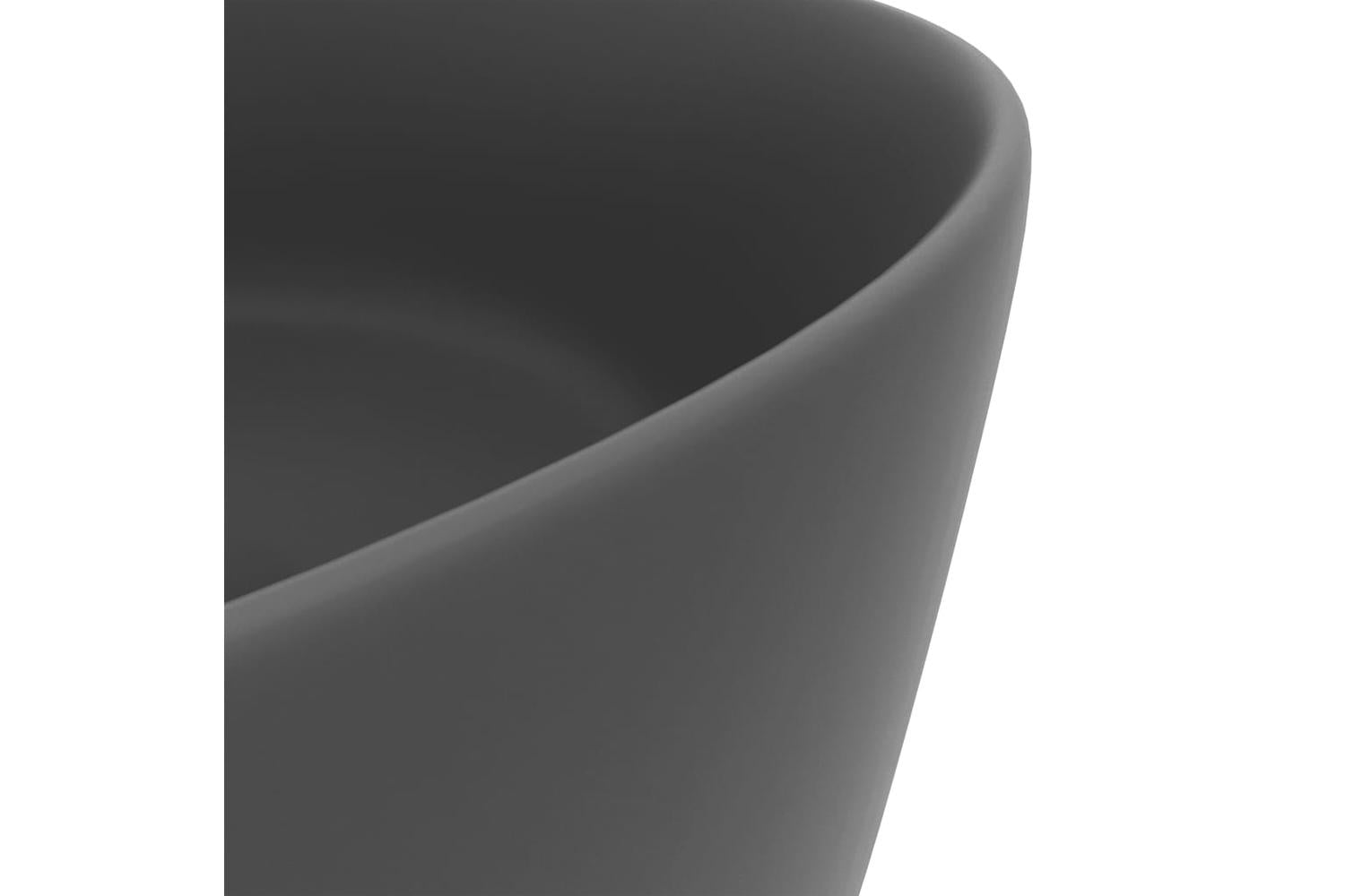 vidaXL 147016 Luxury Wash Basin Round Matt Dark Grey 40x15cm Ceramic-5