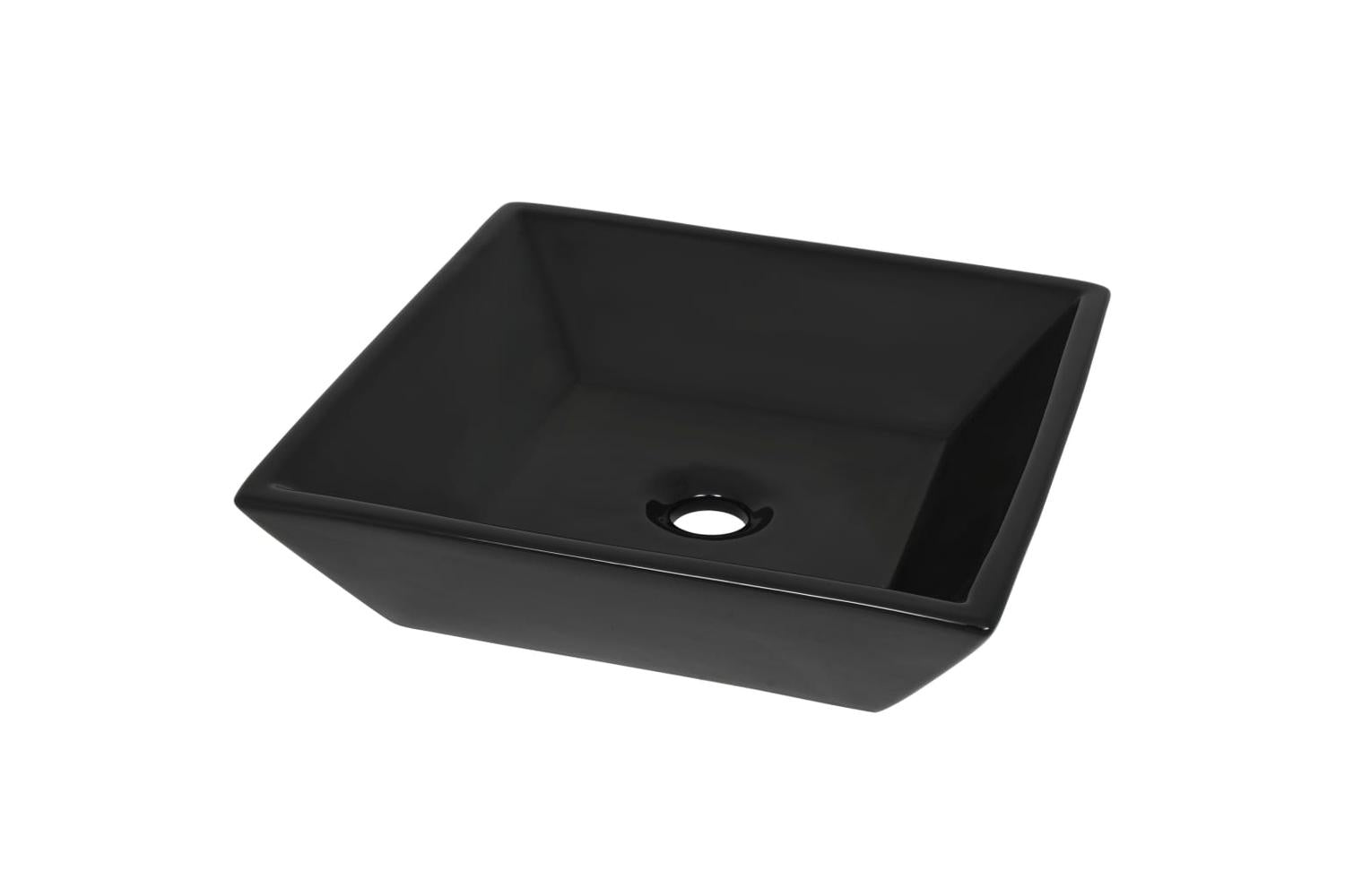 vidaXL 142739 Basin Ceramic Square Black 41.5x41.5x12cm-2