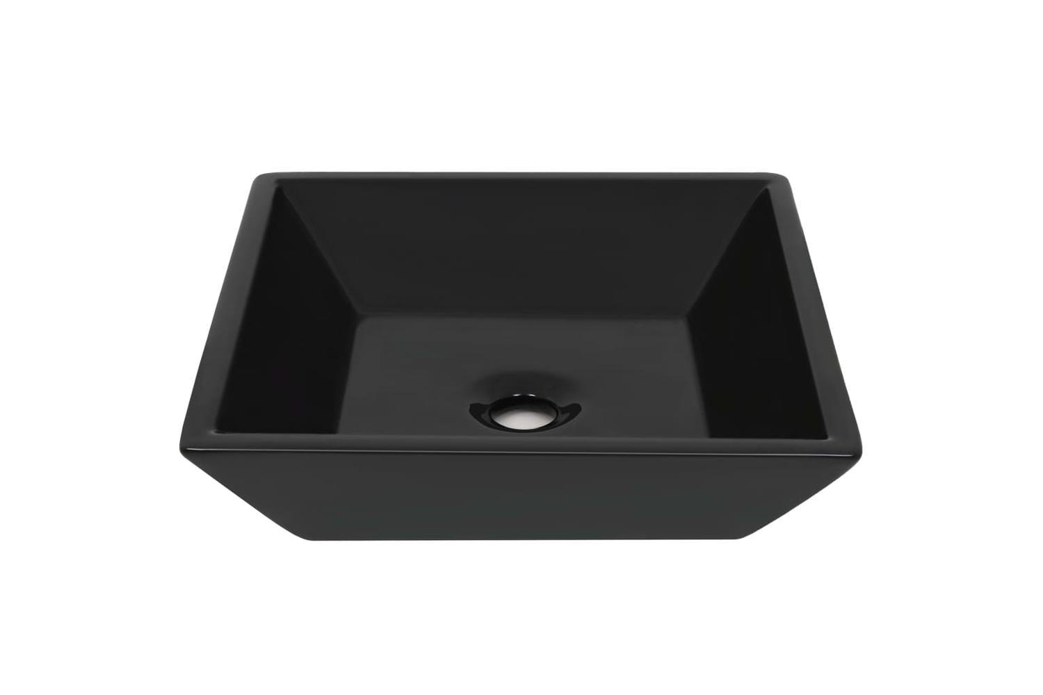 vidaXL 142739 Basin Ceramic Square Black 41.5x41.5x12cm-3