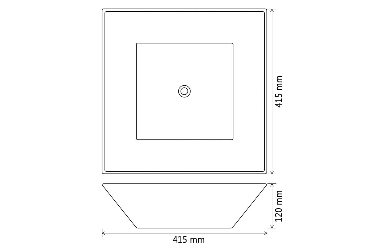 vidaXL 142739 Basin Ceramic Square Black 41.5x41.5x12cm-6