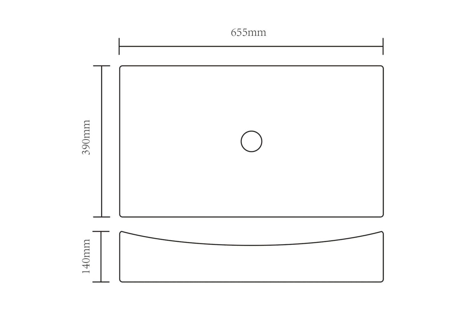Vidaxl 141926 Ceramic Bathroom Sink Basin Black Rectangular-6