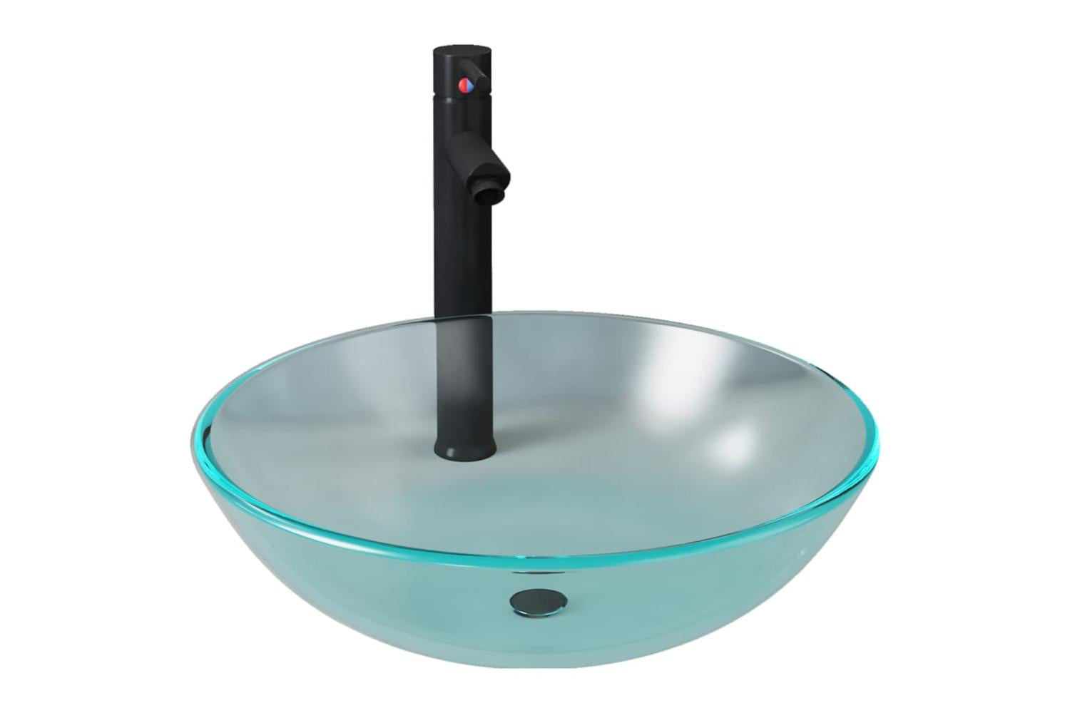 Vidaxl 3098445 Bathroom Sink With Tap And Push Drain Frosted Tempered Glass-2
